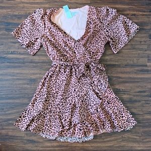 Pink printed wrap dress size XS